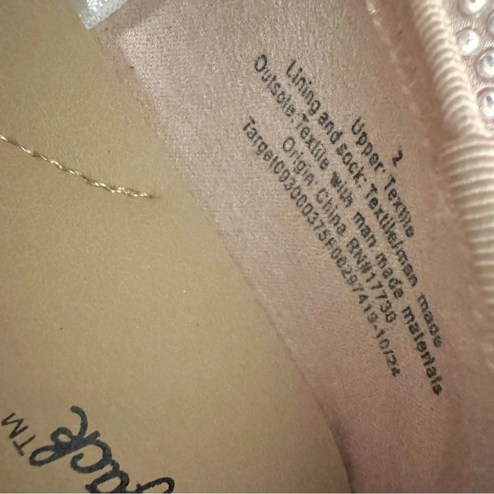 Cat & Jack Lisa Ballet Pink Shoe Flats Girls Rhinestone, size 2